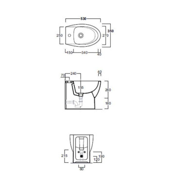SIMAS Simas Lft Spazio Биде приставное 35х53 см, с 1 отв, цвет: белый. F88, LFT23 bi*1-2