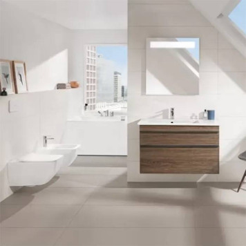 VilleroyBoch Venticello Унитаз подвесной 375*560*330, безободковый, в комплекте сиденье SlimSeat Line, микролифт, цвет альпийский белый. 4611RL01-2