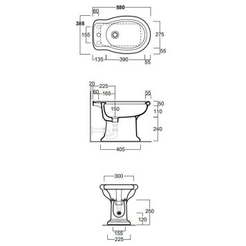 SIMAS Lante Биде напольное с 1 отверстием под смеситель, 39х58см, цвет: белый-1