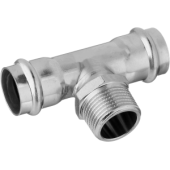 Фитинги под пресс-инструмент Пресс-тройник из нержавеющей стали с переходом на наружную резьбу, 28х1х28 Kromwell KW.SP933280628