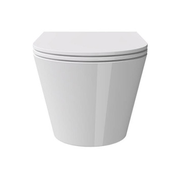 Alice Hide Round Унитаз 57х37см., подвесной, безободковый, с сиденьем и крышкой с микролифтом, с набором для крепления, цвет: белый глянцевый. 31170101SET-4
