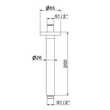 Newform XT Кронштейн для верхнего душа, потолочный., L=20см, G1/2 , цвет: хром. 27671.21.018-1