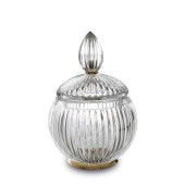 3SC ELEGANCE Баночка универсальная, D=12/h18 см, с крышкой, настольная, цвет: прозрачный хрусталь/золото 24к. . EL49ACRGD