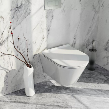 Kerama Marazzi PLAZA Modern Унитаз подвесной безободковый, система смыва RIM UP+, цвет: белый глянцевый. PLV.wc.02\WHT-1