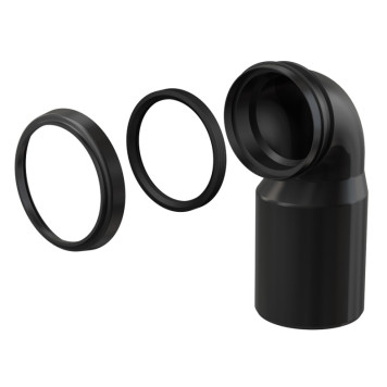 Труба фановая L=205 мм под углом 90, вход 90 мм, выход 110 мм