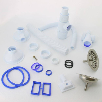 Сифон Wirquin Элит 11/2 х 40 мм для двойной мойки с нерж. чашками D114 мм с отводом и с прямоуг.пер. L300-2