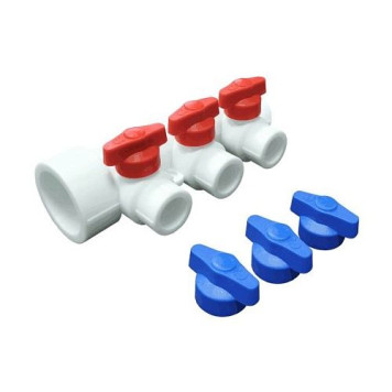 Коллектор PP-R бел Дн32х20 на 3 выхода с кранами VALFEX 101133203