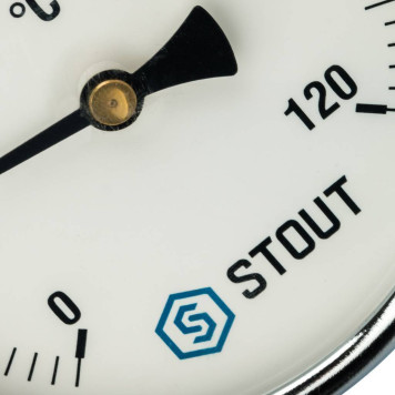 Термометр биметаллический STOUT SIM-0001 с погружной гильзой Dn 100 мм, гильза 75 мм 1/2, 0-120°C.-4
