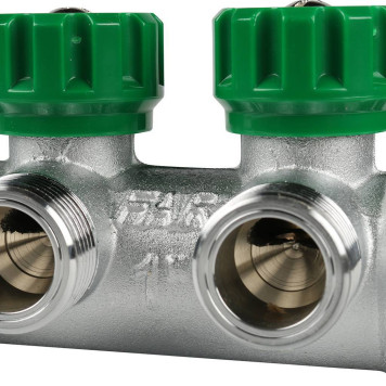 Распределительный коллектор FAR 3/4, хромированный, 3 отвода 1/2, проходной, с ЕК.-6