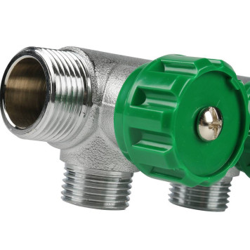 Распределительный коллектор FAR 3/4, хромированный, 3 отвода 1/2, проходной, с ЕК.-8