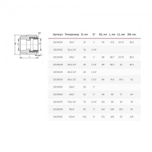 Муфта PP-R бел комб Дн25х1 quot; ВР VALFEX 10129225