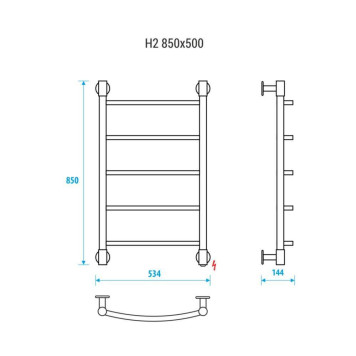 Электрический полотенцесушитель Energy H2 850x500 RAL 9003 (белый матовый)-2
