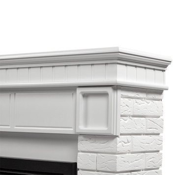 Каминокомплект: Очаг Electrolux EFP/P-2520LS N, портал Bricks 25 камень белый, белая эмаль-2