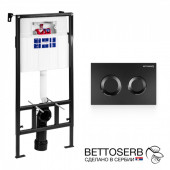 Инсталяция PESTAN SAVA FIX SLIM, клавиша смыва SITNICA, черный матовый
