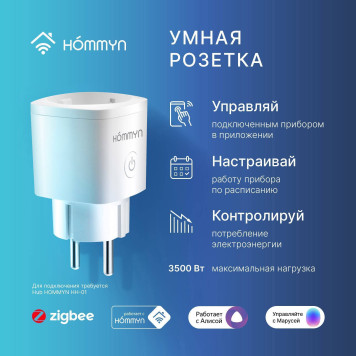 Комплект три умные розетки и хаб HOMMYN SP3HOMKIT07-1