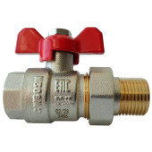 Кран шаровой латунный РИДАН BVR-FR DN15 PN40 п/п, с накидной гайкой и ниппелем Кран шаровой латунный РИДАН BVR-FR DN15 PN40 п/п, с накидной гайкой и ниппелем