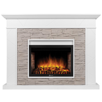 Каминокомплект: Очаг Electrolux EFP/P-2520LS N, портал Miami 25 белый, серый-1