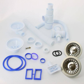 Сифон Wirquin Элит 11/2 х 40 мм для двойной мойки с нерж. чашками D114 мм с отводом и с прямоуг.пер. L300-1