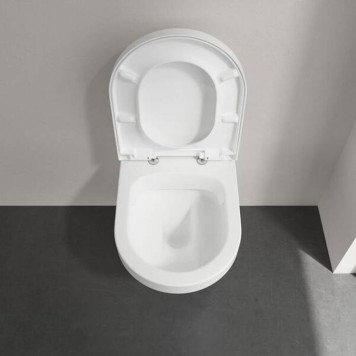 VilleroyBoch Architectura Унитаз подвесной 37x53см, безободковый, сиденье микролифт, CeramicPlus, цвет: альпийский белый. 4694HRR1-4