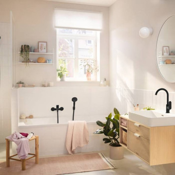 Hansgrohe Rebris S Смеситель для ванны, настенный, цвет: черный матовый. 72440670-4