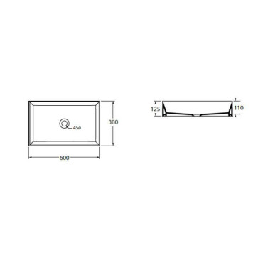 Azzurra Elegance Squared Раковина накладная, 60x38xH12,5 см, без отв., без перелива, цвет: Bianco lucido-1