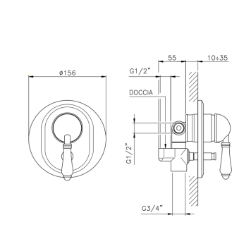 Nicolazzi El Capitan Встраиваемый смеситель для душа с переключением, 2 источника, цвет: хром-1