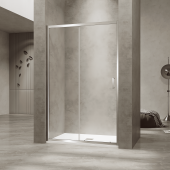 Душевая раздвижная дверь-купе в нишу PA-114 профиль хром 1600