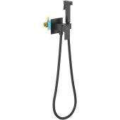 AQ1022MB ЛИБРА комплект для гигиенического душа встроенный (смеситель + гигиеническая лейка + шланг), матовый черный AQ1022MB
