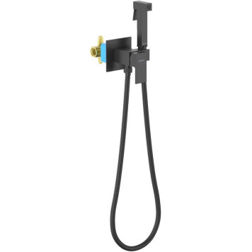 AQ1022MB ЛИБРА комплект для гигиенического душа встроенный (смеситель + гигиеническая лейка + шланг), матовый черный AQ1022MB