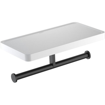 AQ4919MB ЕВРОПА бумагодержатель двойной с полкой, матовый черный AQ4919MB