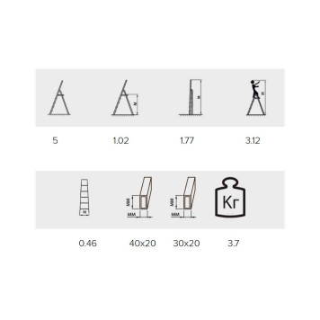 Стремянка Алюмет 5 ступеней алюминиевая матовая-1