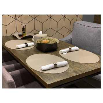 ADJ Плейсмат 40см., круглый, натуральная кожа, цвет: капучино/шоколад-1