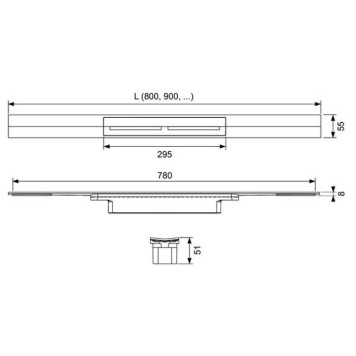 Профиль для душа TECEdrainprofile, 800 мм, PVD Brushed Gold Optic. 670802-2