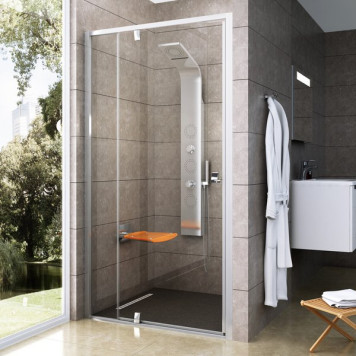 PDOP2-120 белая+транспарент, Pivot душевая дверь двухэлементная ручки хром 03GG0100Z1