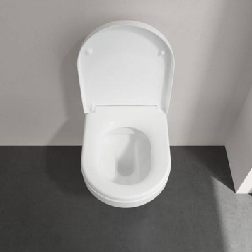 VilleroyBoch Architectura Унитаз подвесной 37x53см, безободковый, сиденье микролифт, CeramicPlus, цвет: альпийский белый. 4694HRR1-5