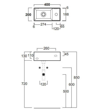 Simas Agile Раковина 40х20см., подвесная, 1 отв., правая, цвет: черный матовый-2