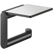 14973370000 PLAN Держатель для туалетной бумаги с полочкой с серой противоскользящей вкладкой без крышки, черный матовый 14973370000