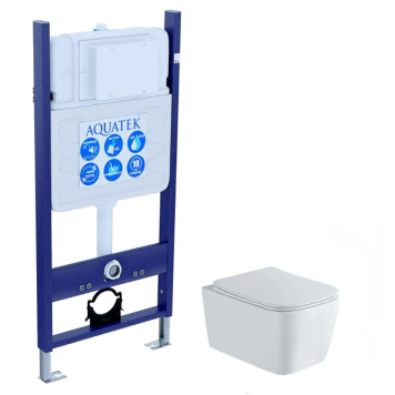 SET AQUATEK ЛИБРА N-14 cm (рама AQUATEK Standard INS-0000014(без клавиши и крепежа)+унитаз ЛИБРА New компакт AQ1148N-00 с тонким сиденьем soft-close SET AQUATEK ЛИБРА N-14 cm