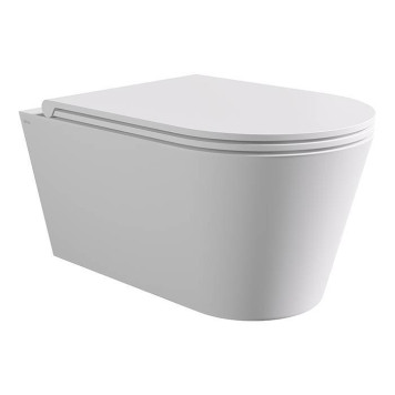 Alice Hide Round Унитаз 57х37см., подвесной, безободковый, с сиденьем и крышкой с микролифтом, с набором для крепления, цвет: белый матовый. 31170109SET-1
