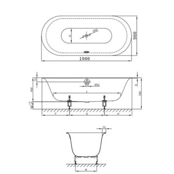 BetteLux Oval Ванна встраиваемая 190x90x45 см , цвет: белый. B23-1500, 3467-000-3