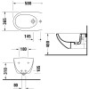 Duravit Architec Биде подвесное с перел., с плоскостью под смес.,вкл. крепление Durafix, 36х58см., цвет: белый. 2531150000