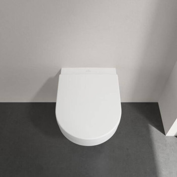 VilleroyBoch Architectura Унитаз подвесной 37x53см, безободковый, сиденье микролифт, CeramicPlus, цвет: альпийский белый. 4694HRR1-6