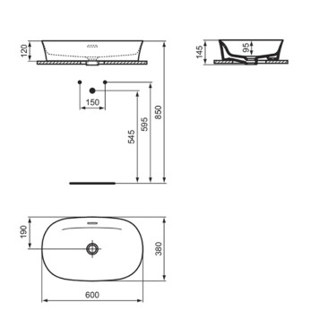 Ideal Standard Ipalyss Раковина 60см., накладная, без отв., Diamatecreg;, цвет: белый. E139701-4