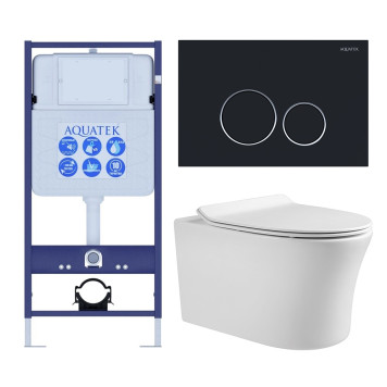 SET AQUATEK НИКА-020 4в1 (рама AQUATEK Standard INS-0000012+крепеж KKI-0000002+клавиша KDI-0000020+унитаз НИКА AQ2009-00 с тонким сиденьем soft-close) SET AQUATEK НИКА-020 4в1
