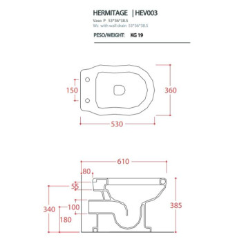 Artceram Hermitage Унитаз приставной 36х55см, выпуск в стену, цвет: черный. HEV003 03 00 nero-1