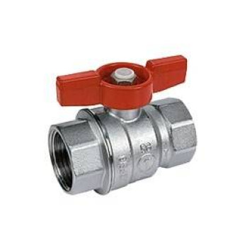 Кран шаровой, R851, 1/4, ВВ, ручка-бабочка красная, хромированный