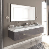 VITAGE milldue edition HILTON Тумба подвесная 180х56х32см, мраморная столешница с 2 раковинами, отделка: стекло twill smoke. 5802.93,  7339.93 SX,  7339.93 DX,  4356.180.T06.3.2