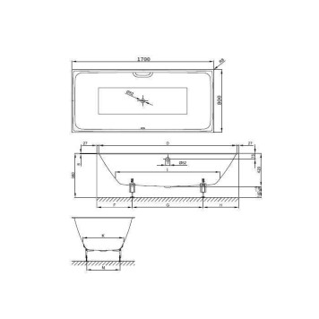 Bette Loft Ванна с шумоизоляцией 170х80х42см, встраиваемая, BetteGlasur reg; Plus, цвет: белый-2