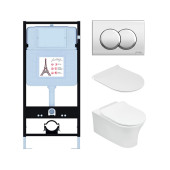 E21731RU-CP Унитаз c инсталляцией Aleo, сиденье тонкое микролифт, клавиша хром (EDAH132-0+E33127-0+E36495-NF+E36496-CP) E21731RU-CP