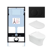 E21731RU-BL Унитаз c инсталляцией Aleo, сиденье тонкое микролифт, клавиша матово черный, (EDAH132-0+E33127-0+E36495-NF+E36496-BL) E21731RU-BL